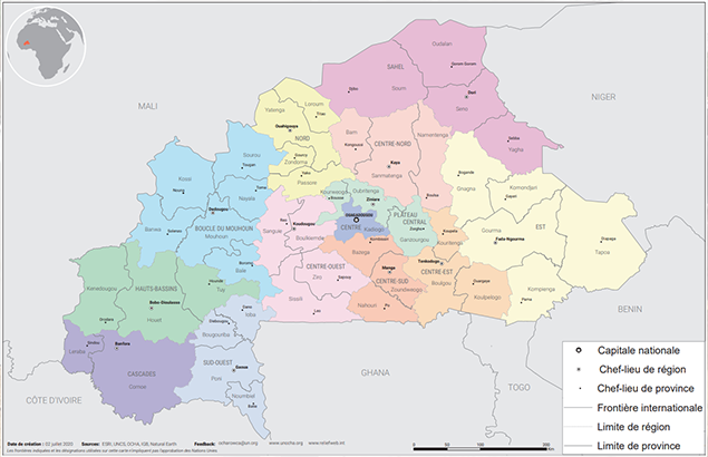 Carte administrative du Burkina Faso