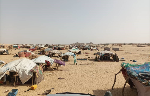 Site de personnes déplacées internes de la région de Kidal où Première Urgence Internationale déploie ses cliniques mobiles au Mali