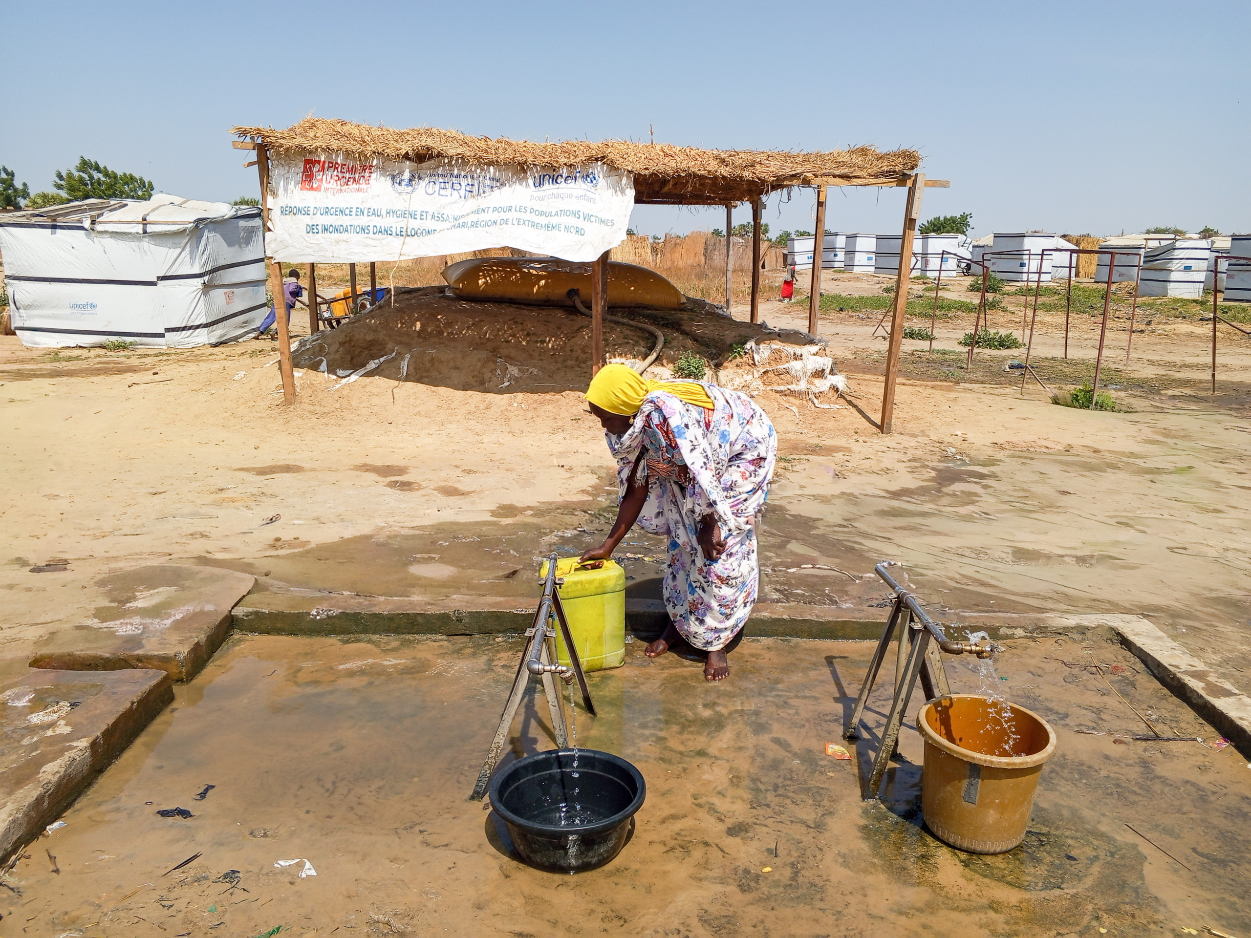 Aire de puisage à disposition des déplacés internes de Blangoua, département du Logone et Chari, Extrême-Nord Cameroun, novembre 2025 | © Première Urgence Internationale